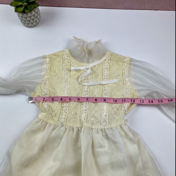 Irving Mack Vintage Cream Ivory White Dress Long Sleeve Ruffle Girl Classic - Picture 8 of 9